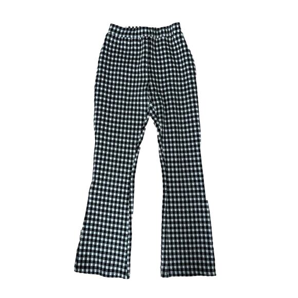 Urban Outfitters Pants Small Black White Gingham Cara High Waist Kick Flare - Picture 3 of 5